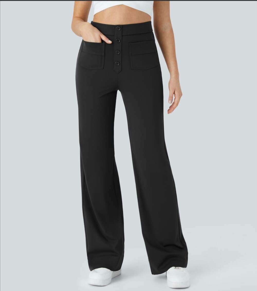 Halara High Waisted Button Up Multiple Pocket Straight Leg Casual Pants #606